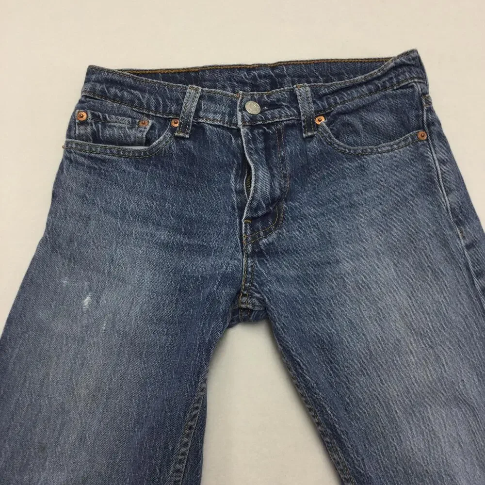 Levis 511 Jeans Mens 29x30 Blue Denim Slim Straight Leg Medium Wash Distressed